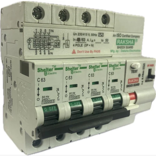 3 Phase Earth Leakage Circuit Breaker - Rated Current: 63 Ampere (Amp)