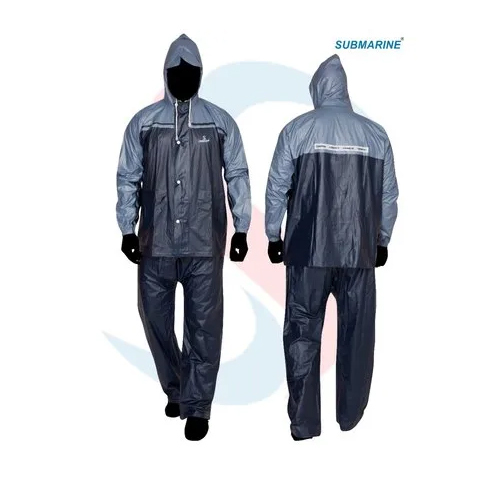 Mens Black Blue Brown Grey Pvc Rain Suit - Season: Rainy