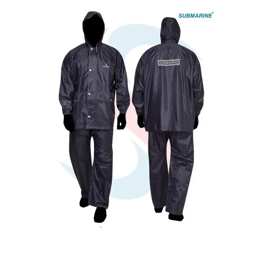 Mens Blue Polyester Raincoat