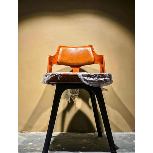 025 Pp Brown Orco Wooden Chair - Color: Black And Orange