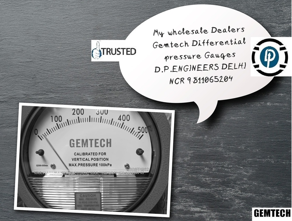 Top Wholesalers GEMTECH Differential Pressure Gauges Online | D.P.ENGINEERS