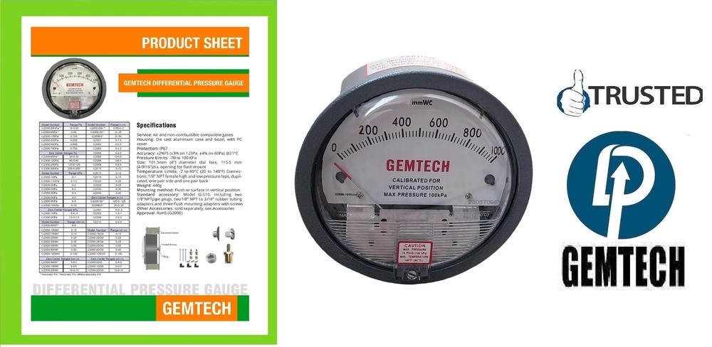 GEMTECH Differential Pressure Gauges Distributors by Mohali Punjab