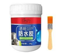 Invisible Waterproof Glue - 300g Clear Waterproof Gel With Brush | Ideal For Cement, Steel, Ceramic Tile, Marble, Wood, And Metal Crack Sealing