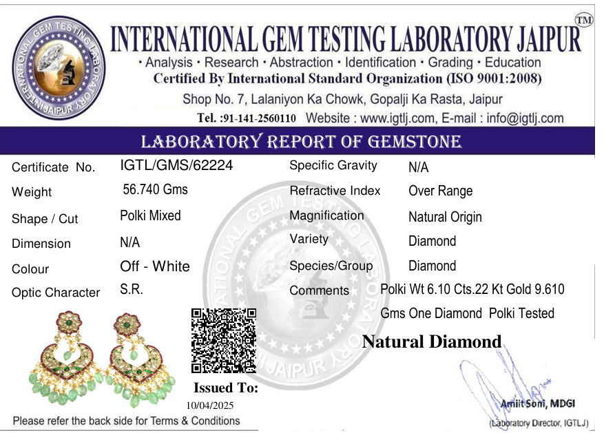 22kt Gold Tiyani Chandbali with Polki Diamond