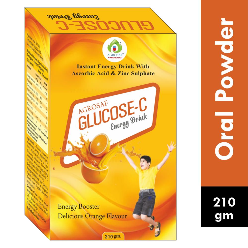 AGROSAF GLUCOSE C POWDER - Each 35 Gm Contains Dextrose 17.5 Gm. , Sucrose 14 Gm. , Zinc Sulphate 17 Mg. , Vitamin C 50 Mg. , Flavour And Excipients Q.s. Colour: Sunset yellow fcf