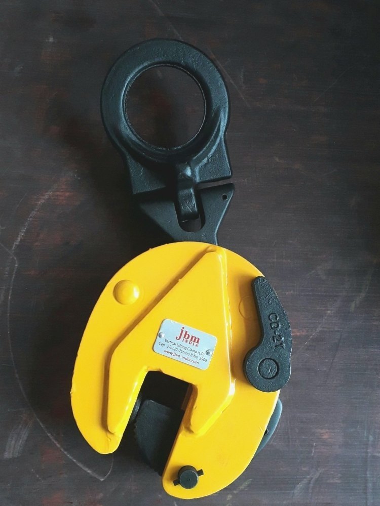 Vertical Plate Lifting Clamp - Alloy Steel Body, 2 Ton Capacity, Safety Yellow | Hardened Jaws, Safety Lock Mechanism, Anti-corrosion Finish