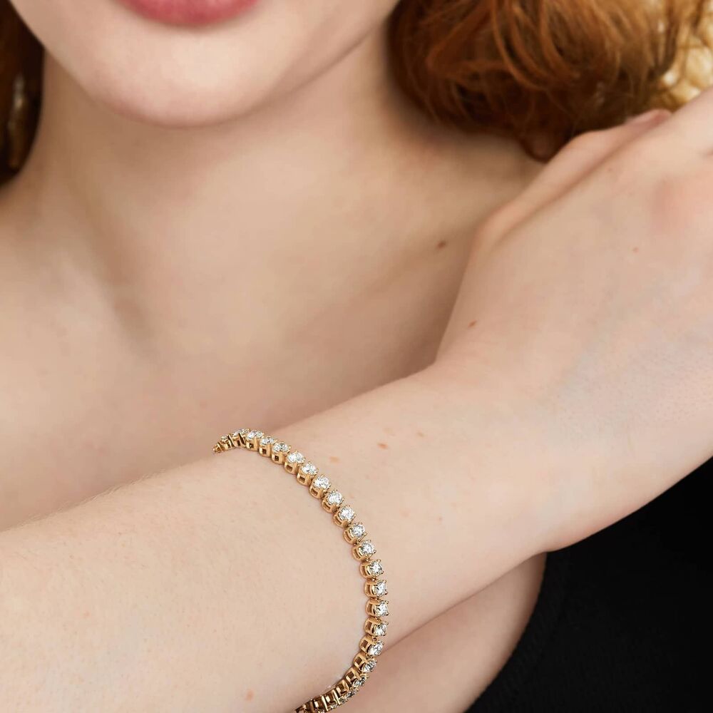 Round Cut Lab Grown Diamond Tennis Bracelet, 7 Inch Unisex Diamond Bracelet, Anniversary Gifts - Color: Colorless