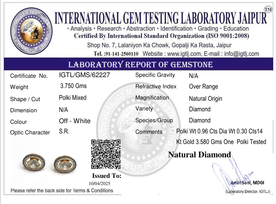 14kt Green stone open Polki Tops