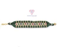 Pave Diamond Ruby Emerald Sapphire Thread Bracelet