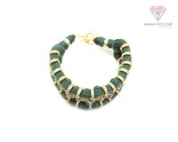 Pave Diamond Ruby Emerald Sapphire Thread Bracelet