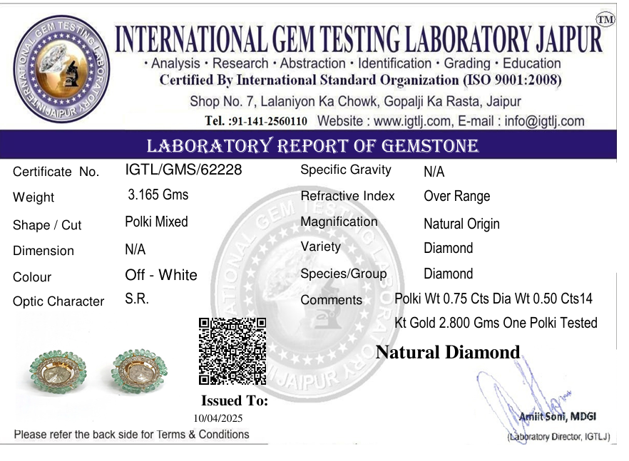 14kt Open Polki TOPS with Natural Diamond Tops