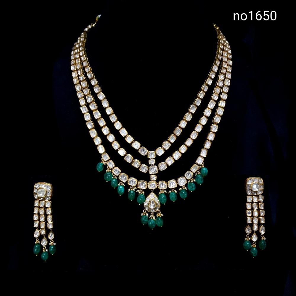 Real Diamonds 3 Line GOLD Polki Set