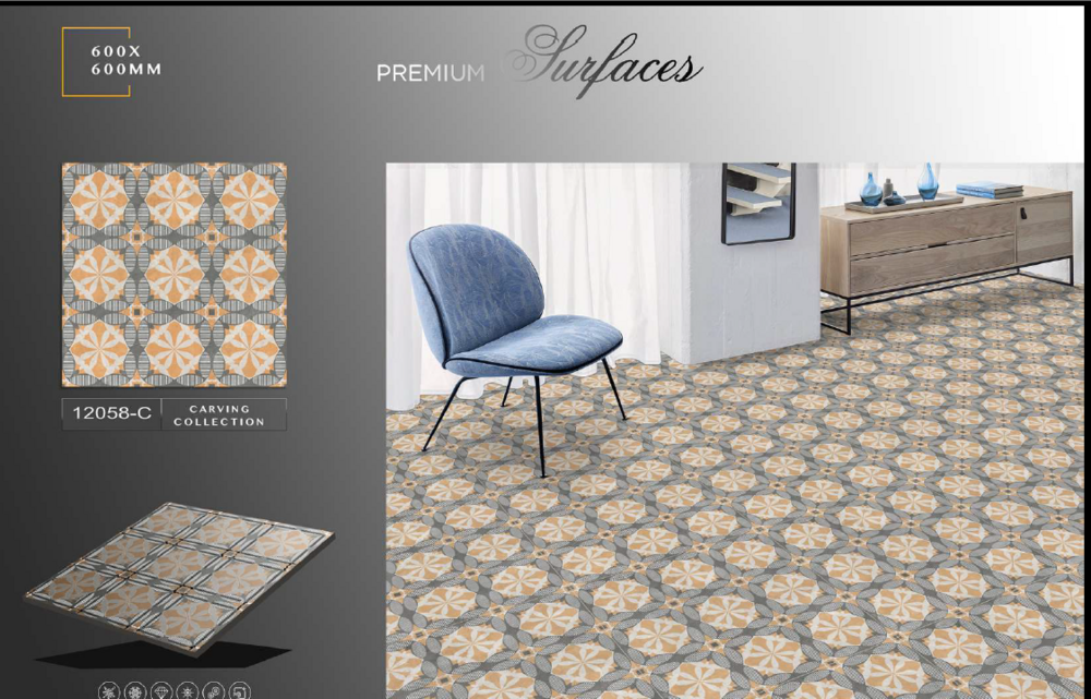 600 X 600 GLAZED PORCELAIN CARVING TILES