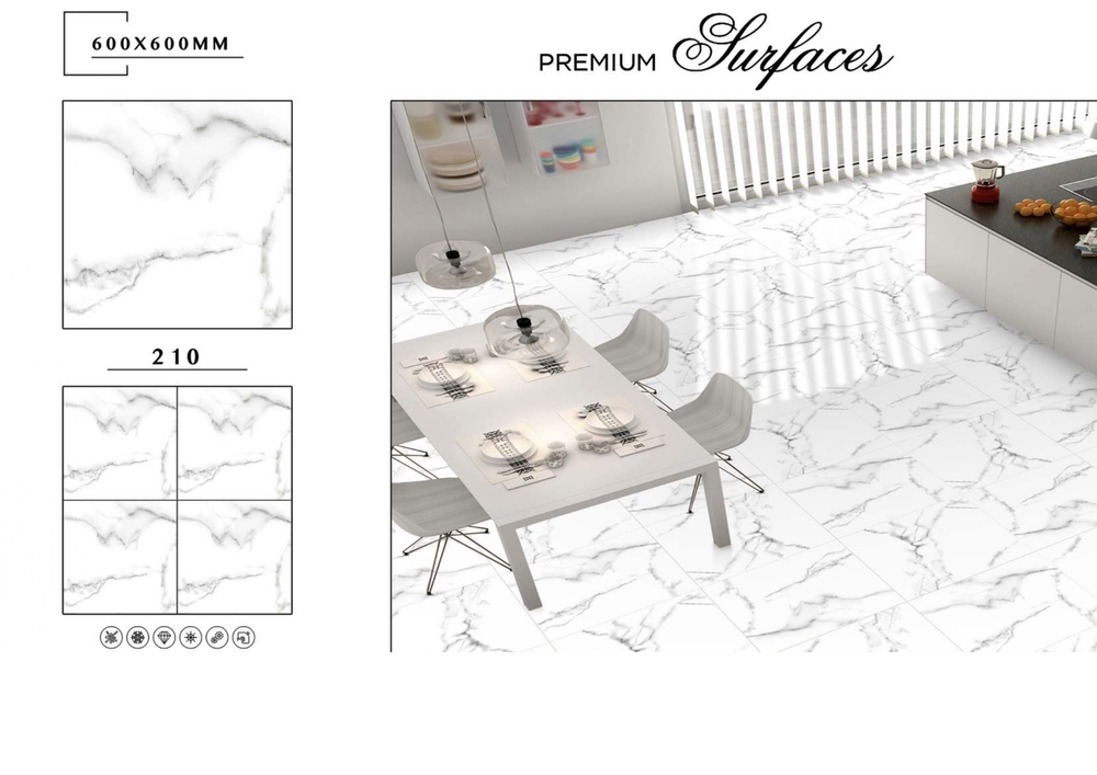 600 X 600 MARBLE MATT PORCELAIN TILES