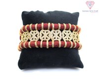 Pave American Diamond Handmade Gold Plated Thread Bracelet