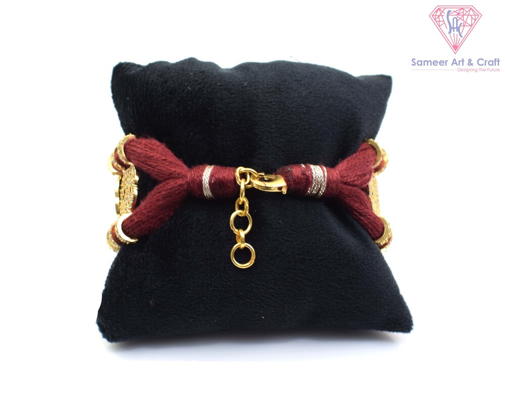 Pave American Diamond Handmade Gold Plated Thread Bracelet