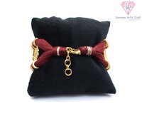 Pave American Diamond Handmade Gold Plated Thread Bracelet