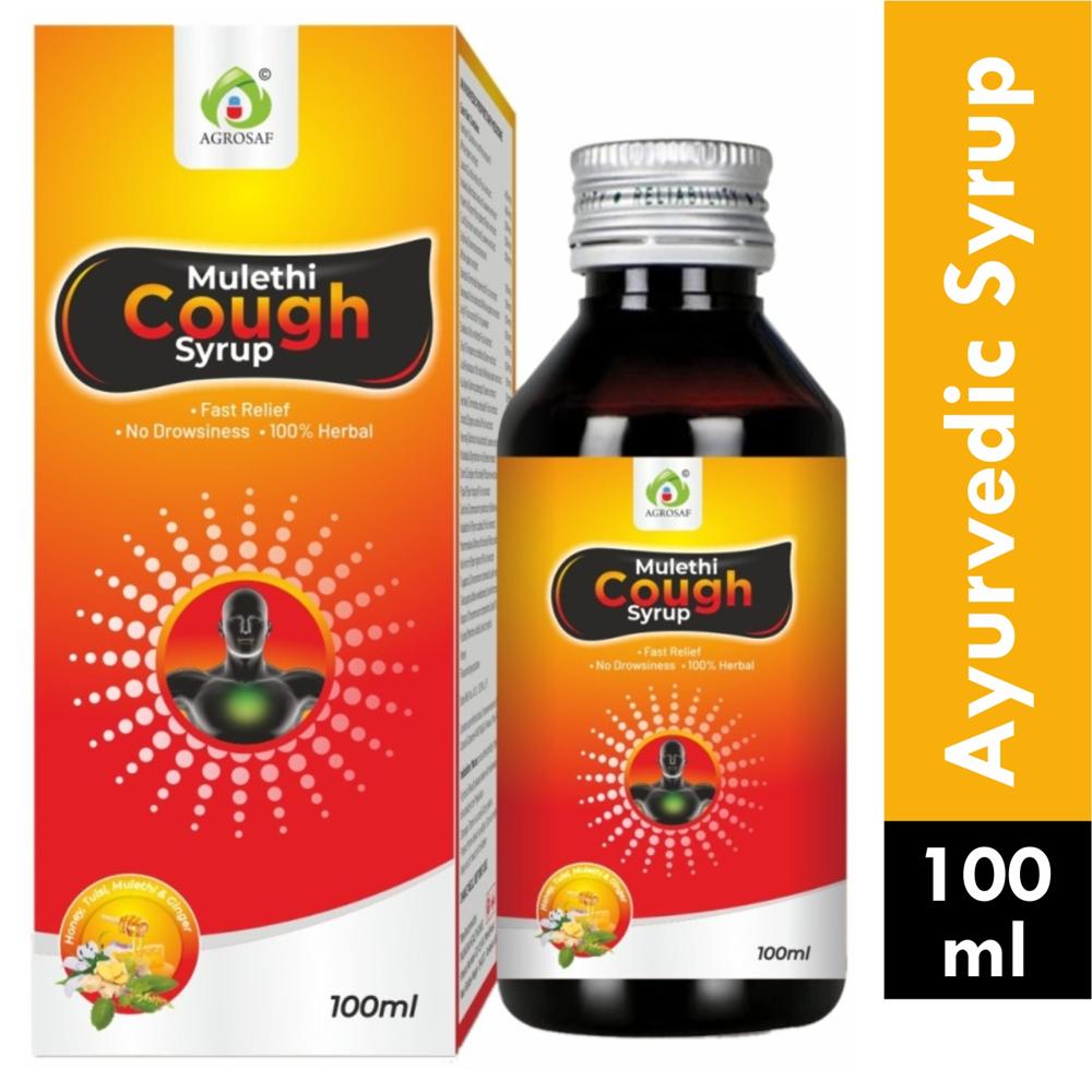 AGROSAF MULETHI COUGH SYRUP - Tulsi, Mulethi, Banaphsa, Kantkari, Talispatra, Sunthi, Pippali, Vasaka, Shati, Pudina Satva, Shudha Madhu