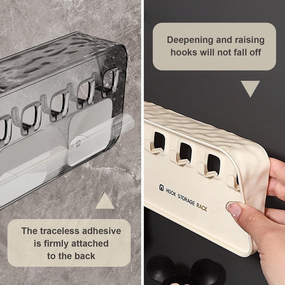 Multi Purpose Storage Rack With 5 Hooks - Durable Plastic Multiple Sizes Available | Ideal For Home And Industrial Use Easy To Install