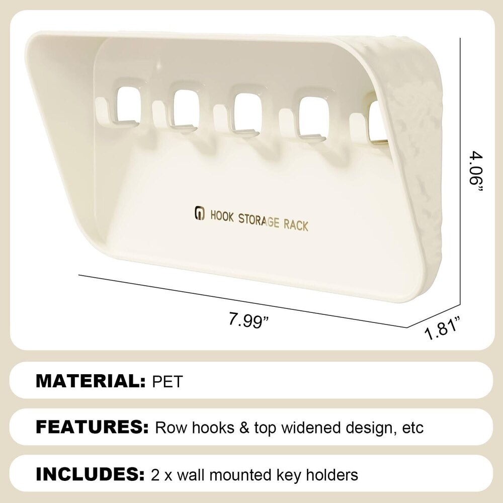 Multi Purpose Storage Rack With 5 Hooks - Durable Plastic Multiple Sizes Available | Ideal For Home And Industrial Use Easy To Install