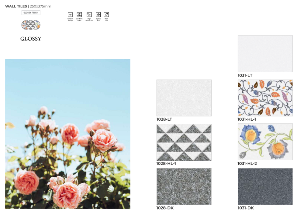 250 X 375 CERAMIC GLOSSY WALL TILES
