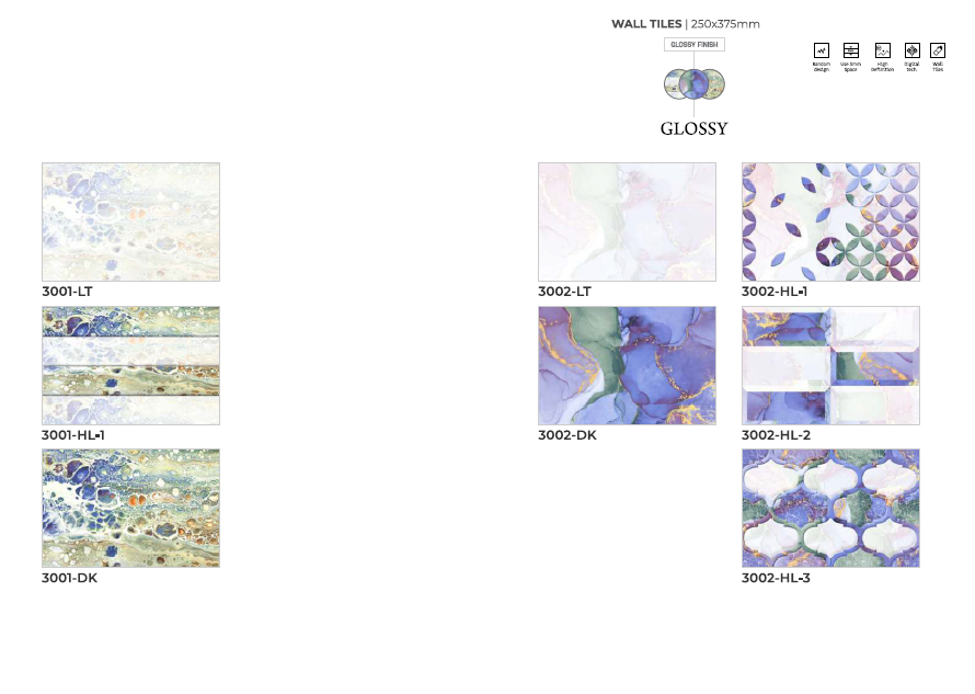 250 X 375 HIGH GLOSSY CERAMIC  TILES