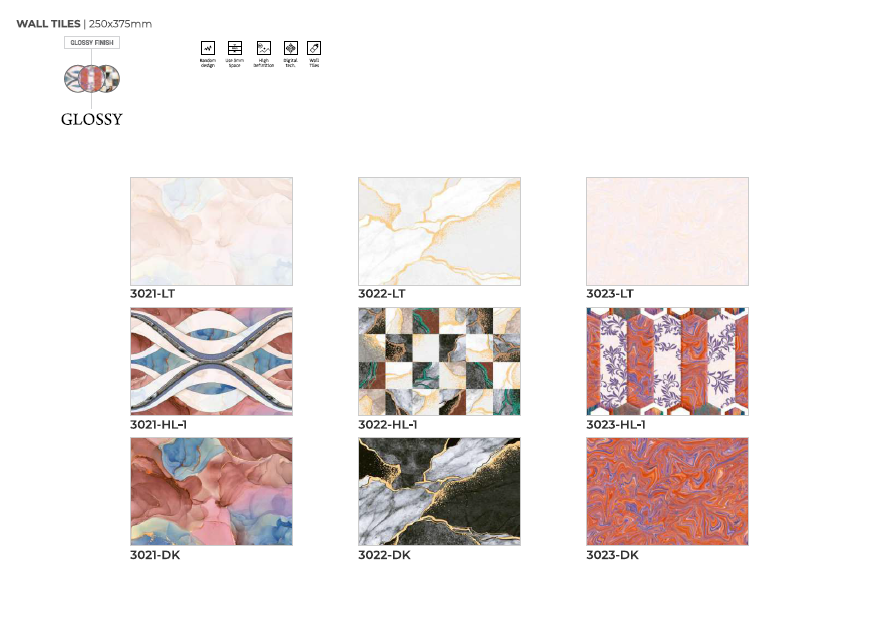 250 X 375 HIGH GLOSSY CERAMIC  TILES