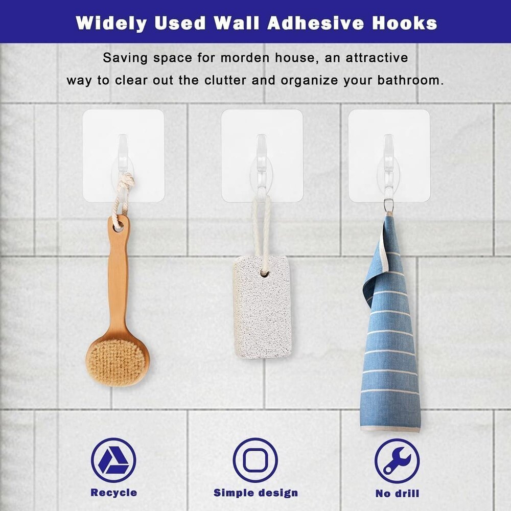 Multipurpose Self Adhesive Wall Hook - Durable Plastic, 7x7 Cm | Ideal For Coats, Bags, Towels, Keys - Easy Manual Installation