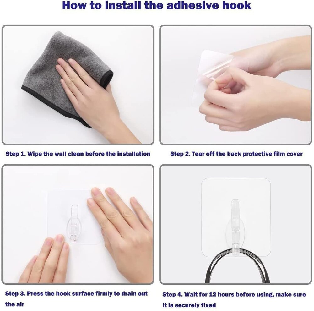 Multipurpose Self Adhesive Wall Hook - Durable Plastic, 7x7 Cm | Ideal For Coats, Bags, Towels, Keys - Easy Manual Installation