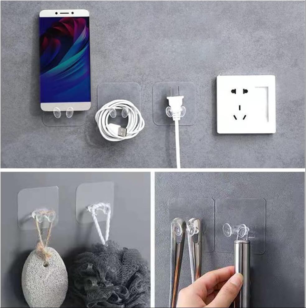 Plug Holder Hook - Damage-free Adhesive Design | Stylish Dual Hook For Hanging Towels, Kitchen & Bath Accessories On Various Surfaces