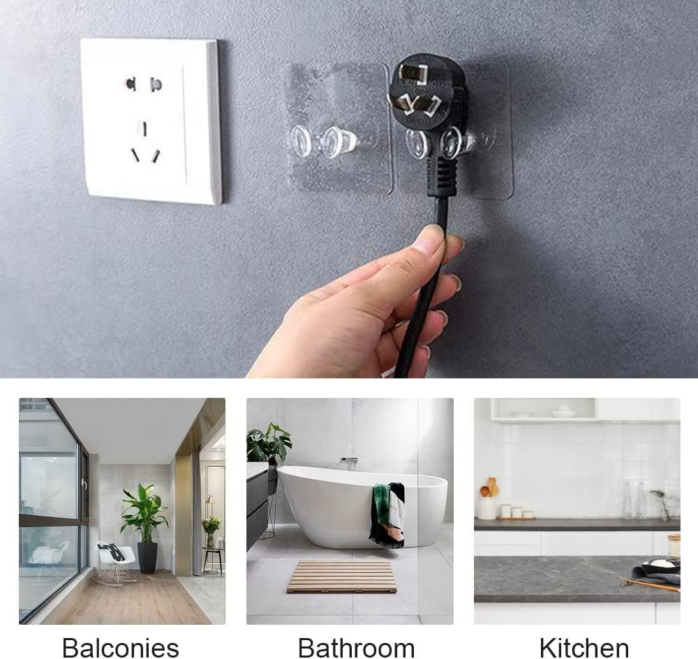 Plug Holder Hook - Damage-free Adhesive Design | Stylish Dual Hook For Hanging Towels, Kitchen & Bath Accessories On Various Surfaces
