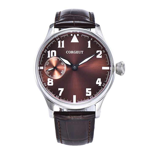 44 MM Genuine Leather Strap Watch