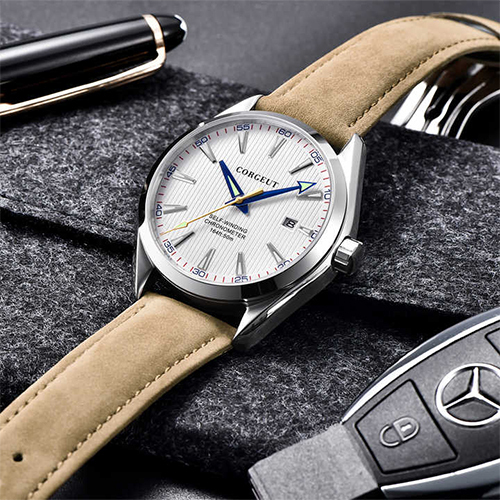 41 MM Corgeut Black Dial Date GMT Sport Watch