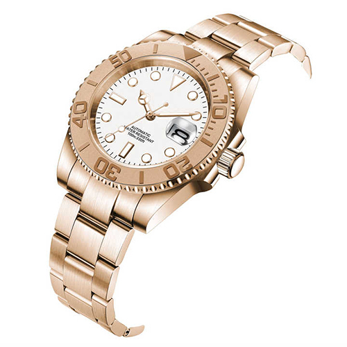Custom Rose Gold Genuine Sapphire Steel Watch