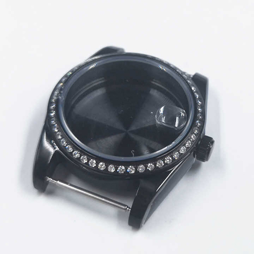 39 Mm Black Stainless Steel Pvd Sapphire Glass Case - Color: Silver