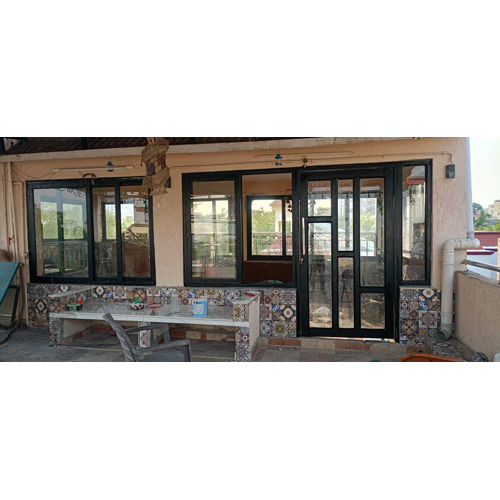 Upvc Glass Door With Wooden Frame - Color: Brown