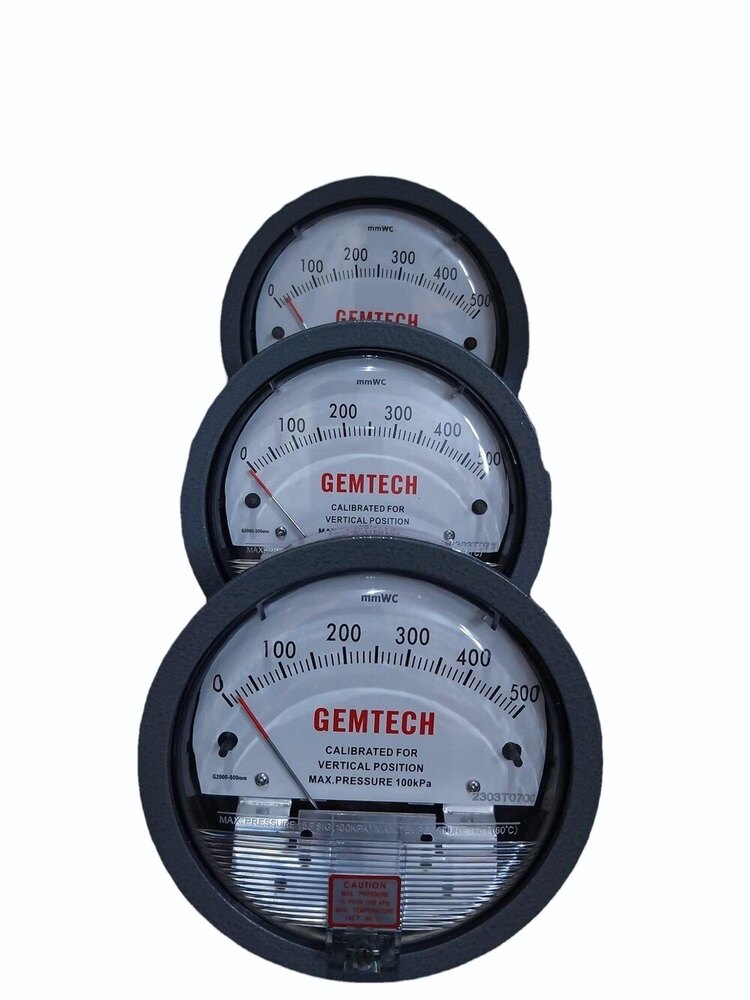 Gemtech Differential Pressure Gauge Range 0-500 Mm