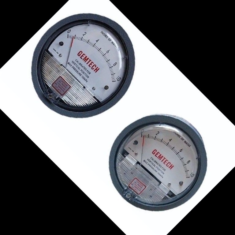GEMTECH Differential Pressure Gauge Range 0-10 Inches