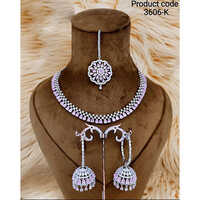 3606-k American Diamond Necklace Set - Color: Multicolor