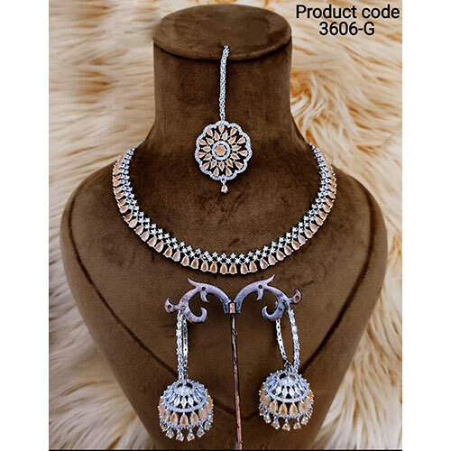 3606-G American diamond necklace set