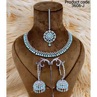 3606-j American Diamond Necklace Set - Color: Multicolor