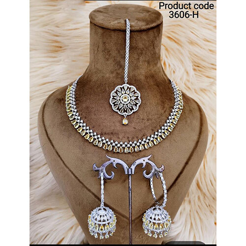 3606-H American diamond necklace set