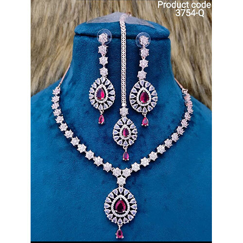 3754-Q American diamond necklace set