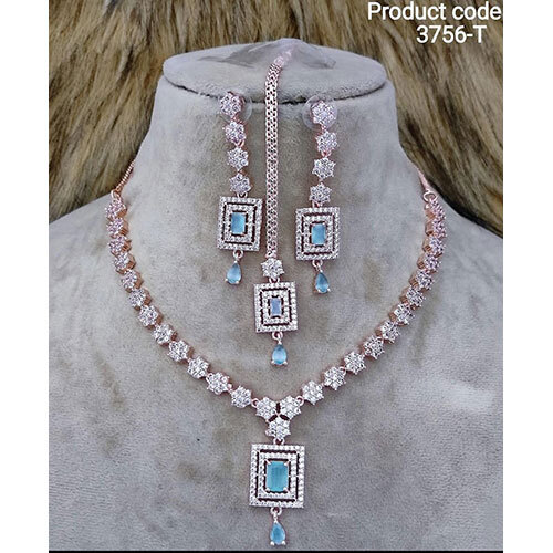 3756-T American diamond necklace set
