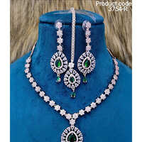 3754-R American diamond necklace set
