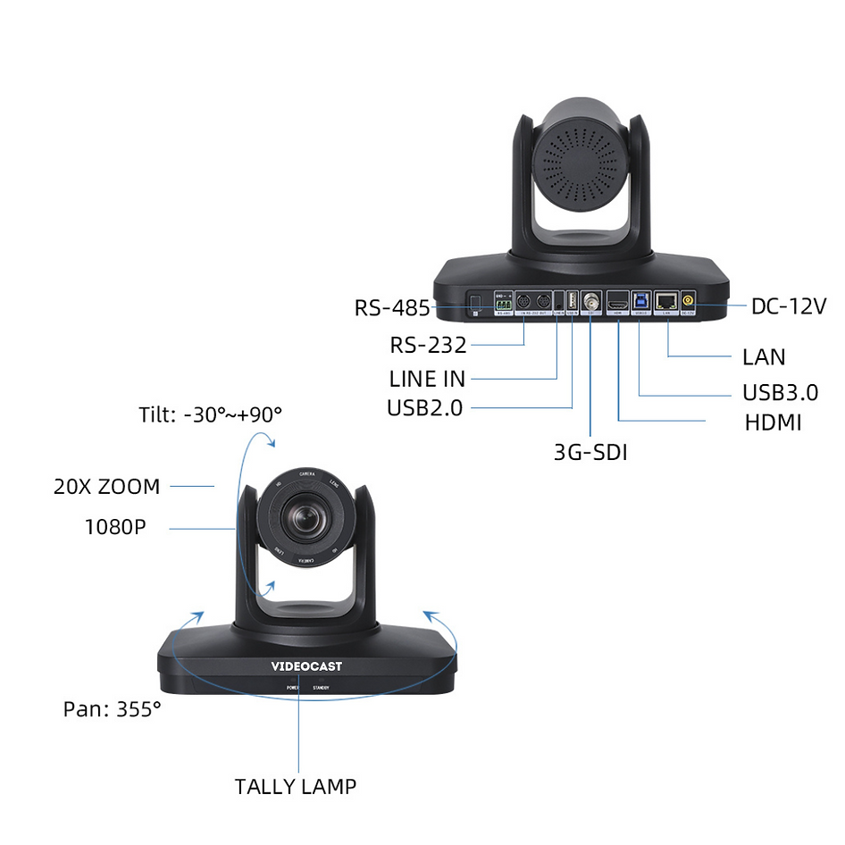Videocast HD AI Auto Tracking 20X VC 110 PTZ Camera