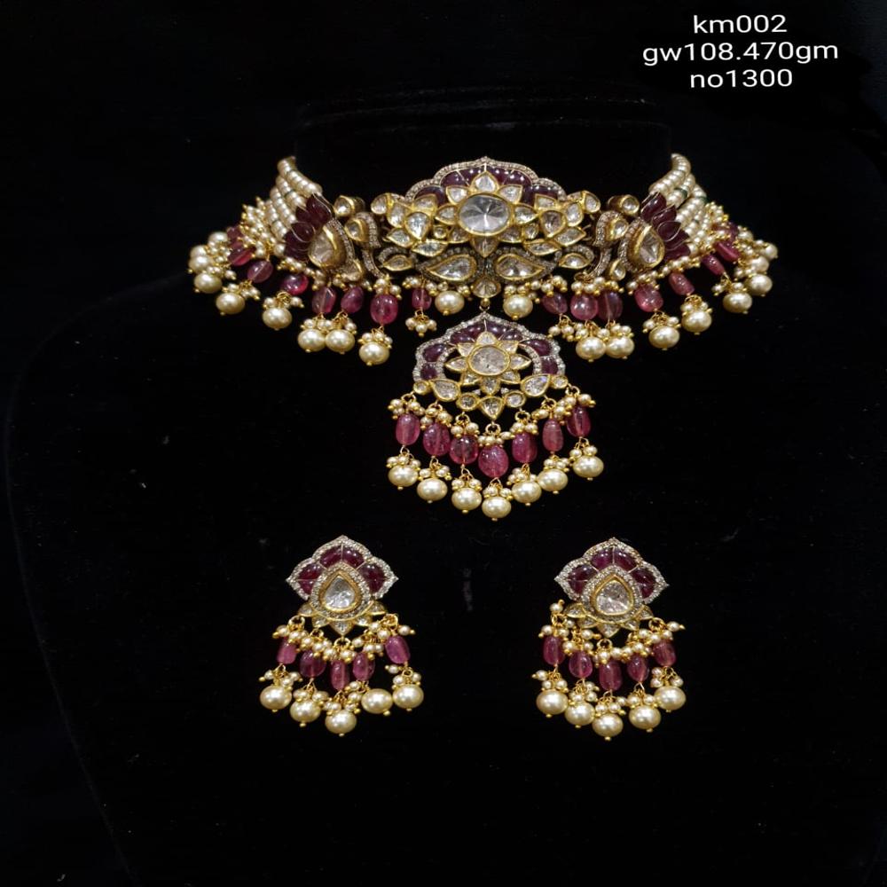 18kt Chick Set with Real Diamond Polki