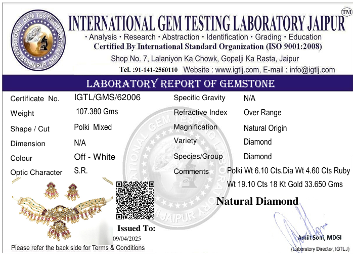 18kt Chick Set With Real Diamond Polki