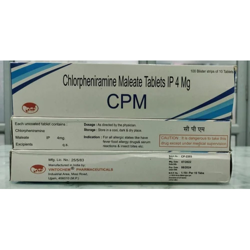 4Mg Chlorpheniramine Maleate Tablets Ip - Drug Type: General Medicines