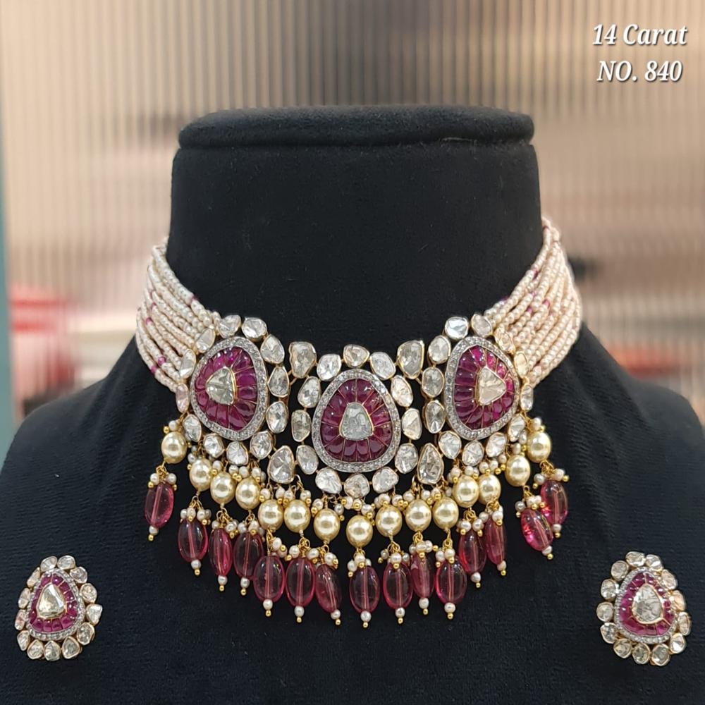 Party Wear 14kt Diamond Polki Set